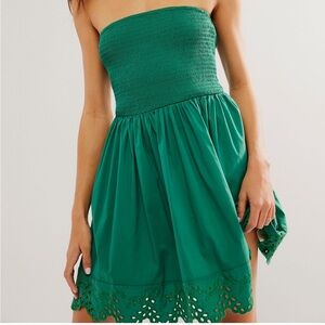 Free People Strapless Dress in Vibrant Green